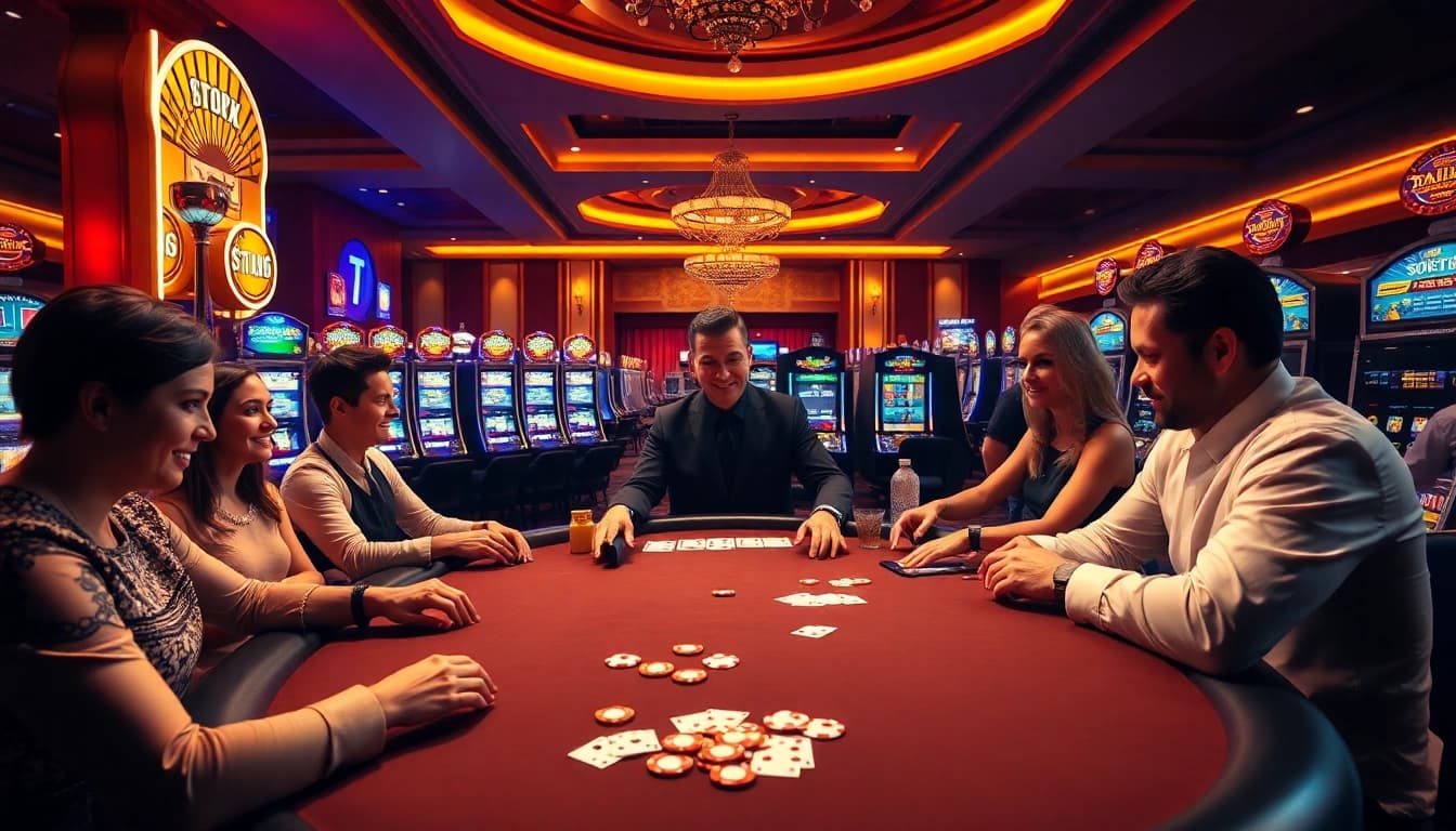 Experience the dynamic excitement of high-stakes gambling at https://c168.works/ with vibrant poker tables and slot machines.