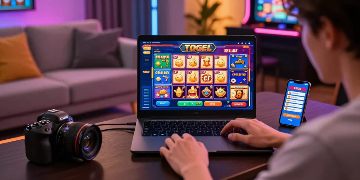 Ratutogel - Pengguna menikmati pengalaman taruhan online dengan permainan togel di laptop.