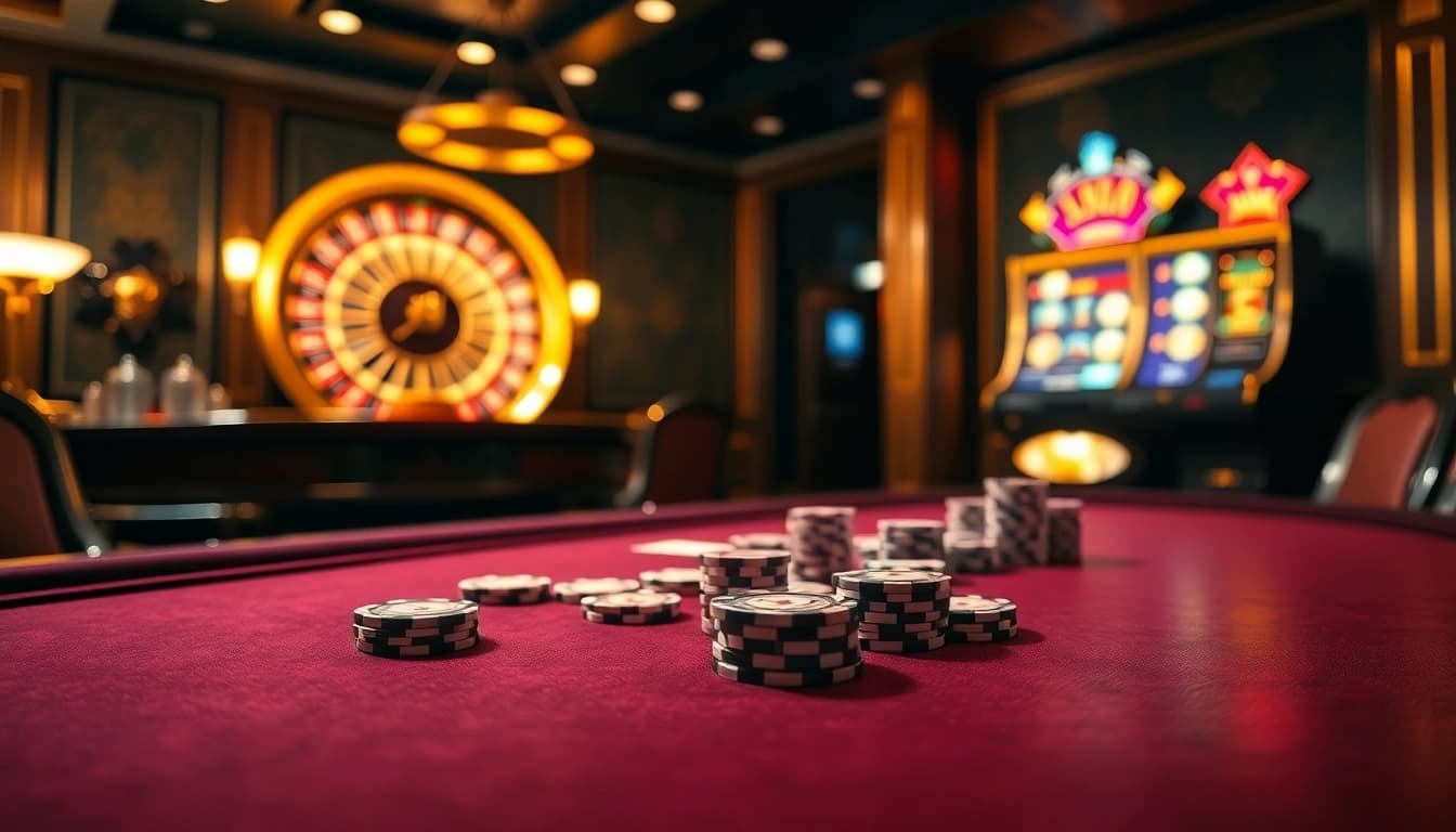 Experience live streaming excitement at https://bj88daga.dev/ with poker chips and casino tables.