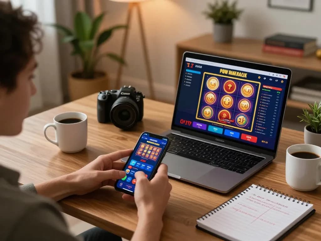 Experience Lucky win strategies while enjoying online casino games in a cozy home setup.
