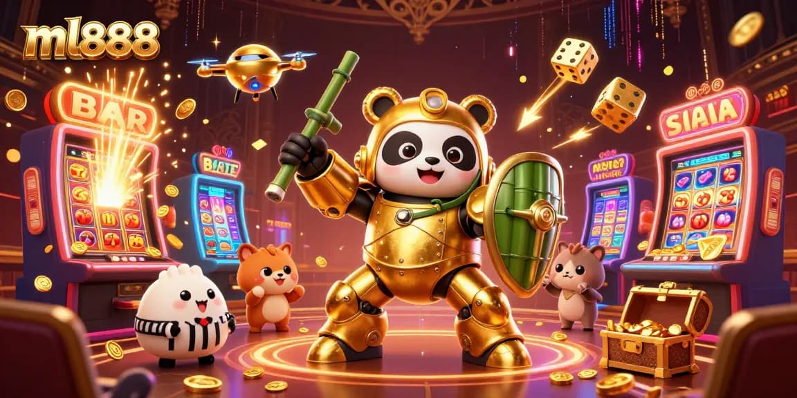 Experience thrilling gameplay at ml888 with an action-packed casino scene bursting with excitement.