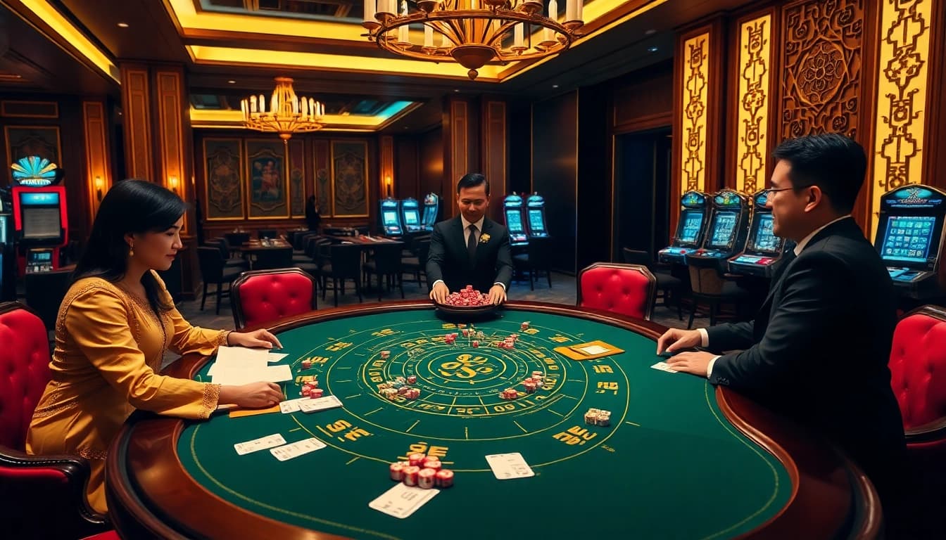 Experience the thrill of playing luck8 tài xỉu at a luxurious casino table filled with excitement and betting action.
