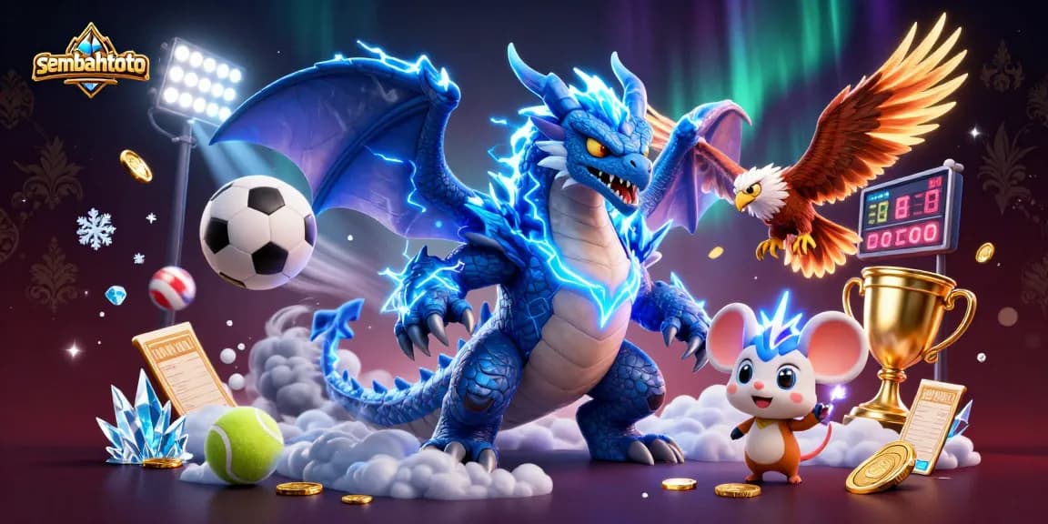 Engage with sembahtoto in this dynamic sports betting scene featuring vibrant characters and action elements.