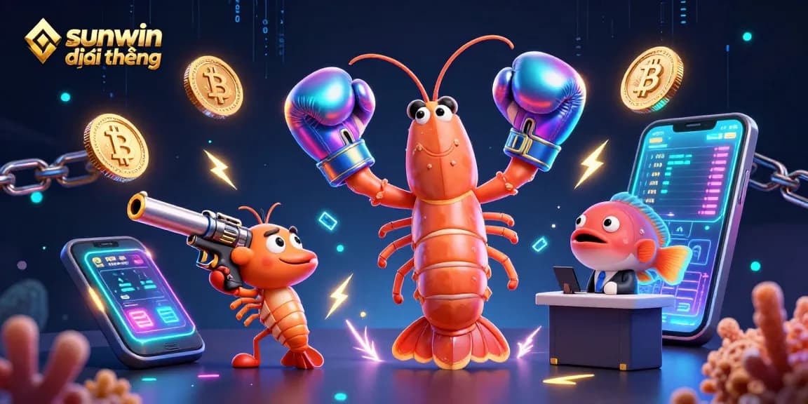 Engage with sunwin đổi thưởng through our dynamic crypto casino illustration showcasing vibrant 3D characters.