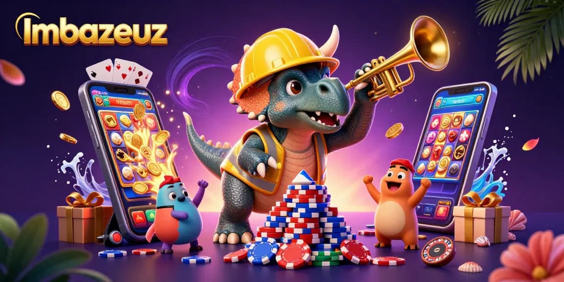 Menangkan jackpot dengan Imbazeuz dalam ilustrasi kasino yang penuh semangat dan detail.