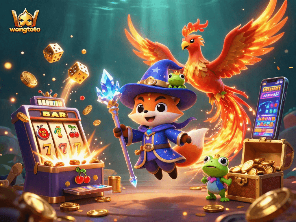 Play slots with exciting jackpots at wongtoto featuring vibrant 3D casino elements.