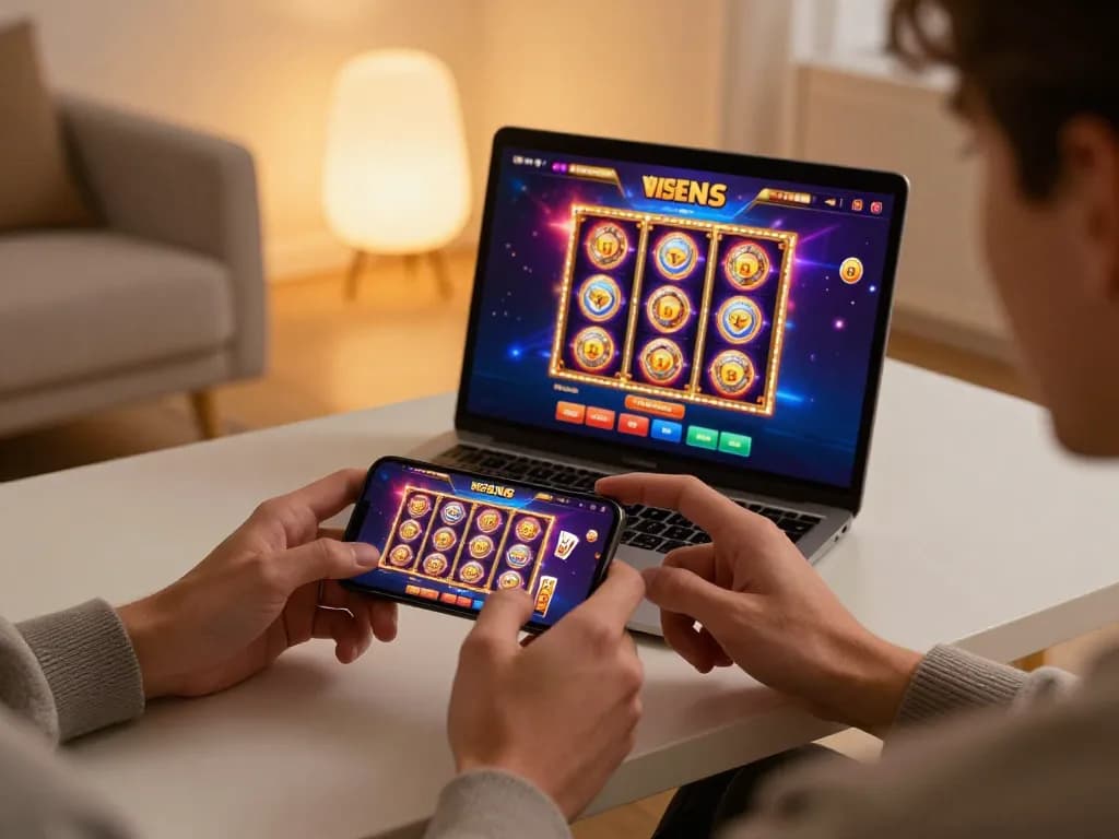Player engaged in S8 casino game on smartphone, experiencing immersive online gambling action.