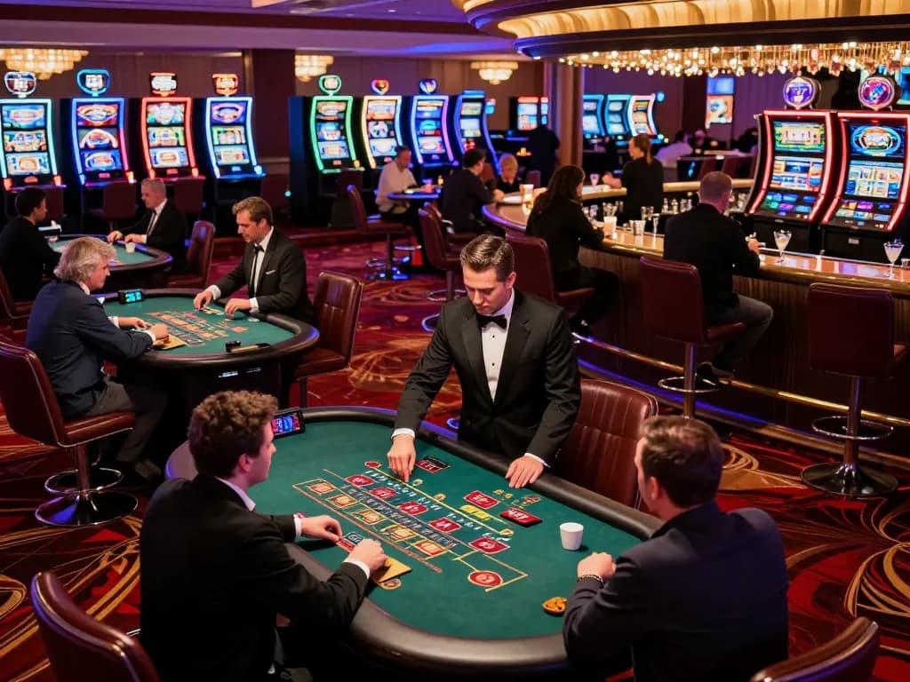 Players engage in blackjack at the vibrant casino of s666 while strategizing their bets amidst ambient lighting.