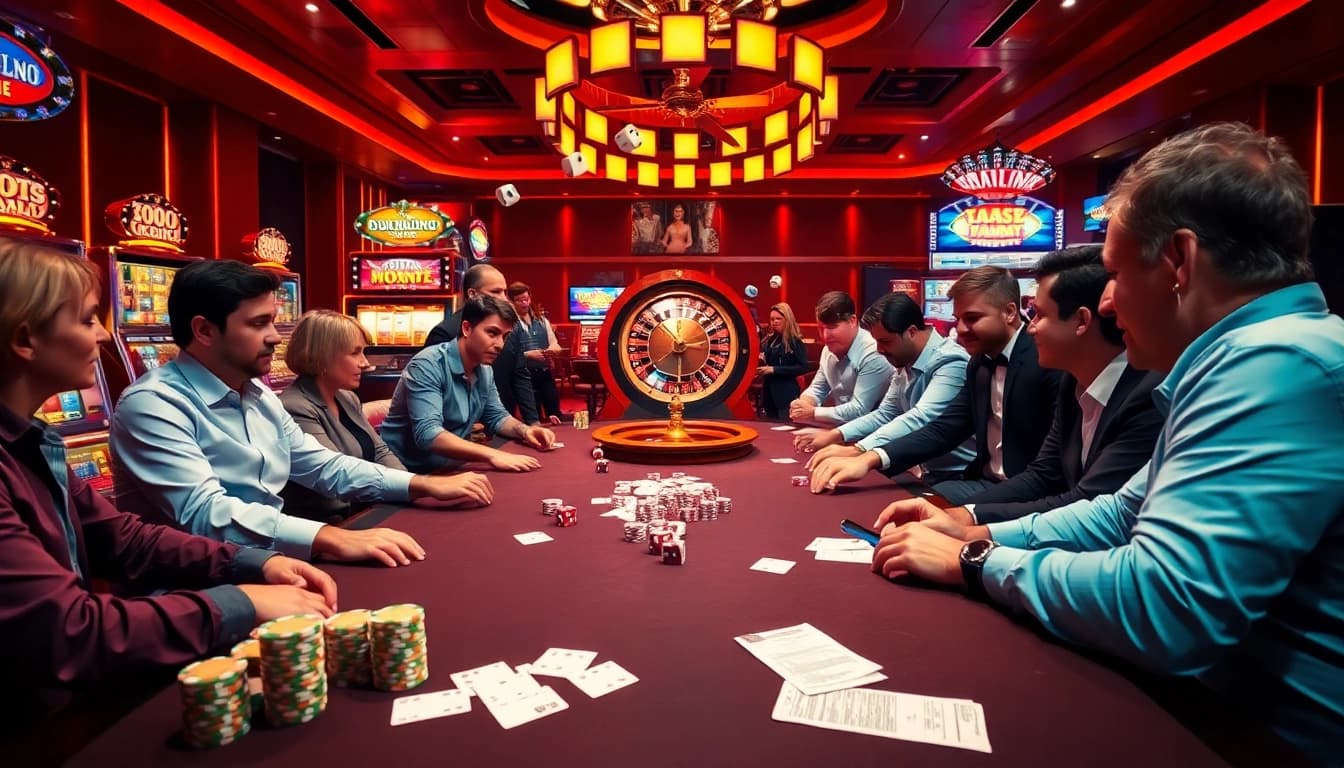 Experience the thrill of high-stakes poker at 56WIN.SALE with vibrant casino visuals and excitement.