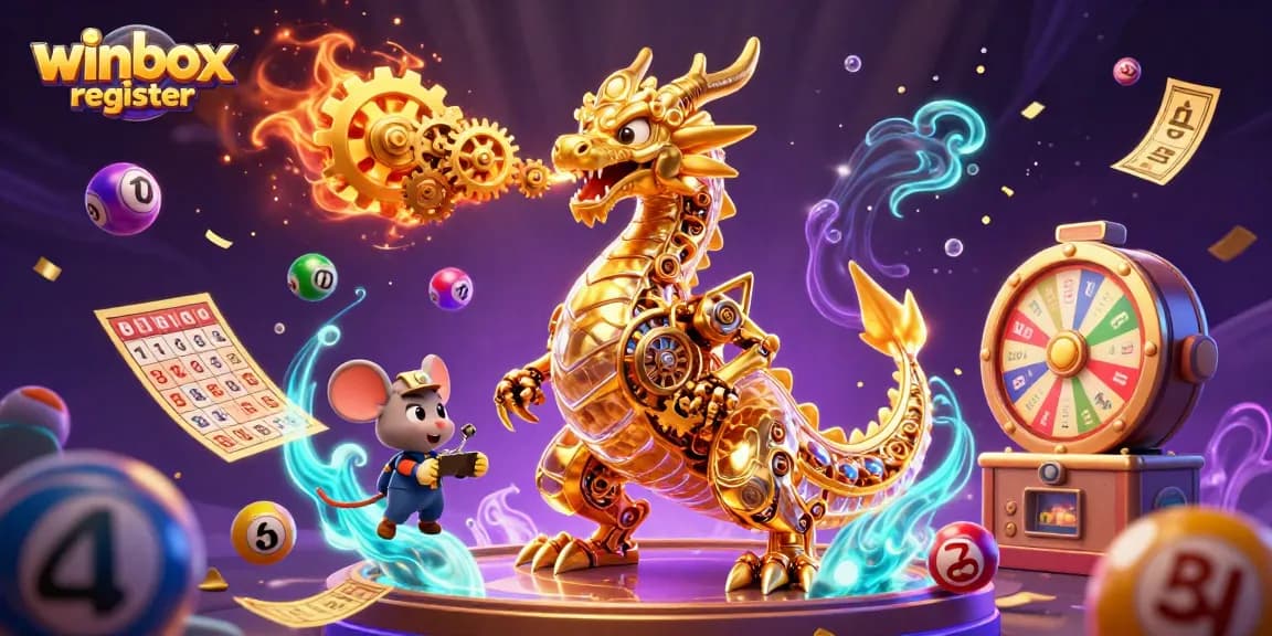 Engage in exciting gameplay with winbox register, highlighted by vibrant elements and a majestic dragon.