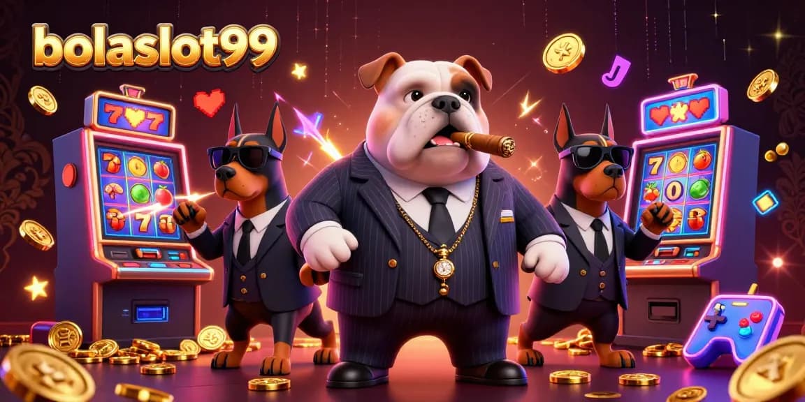 Experience the thrill of bolaslot99 with a vibrant 3D casino scene featuring colorful slot machines.