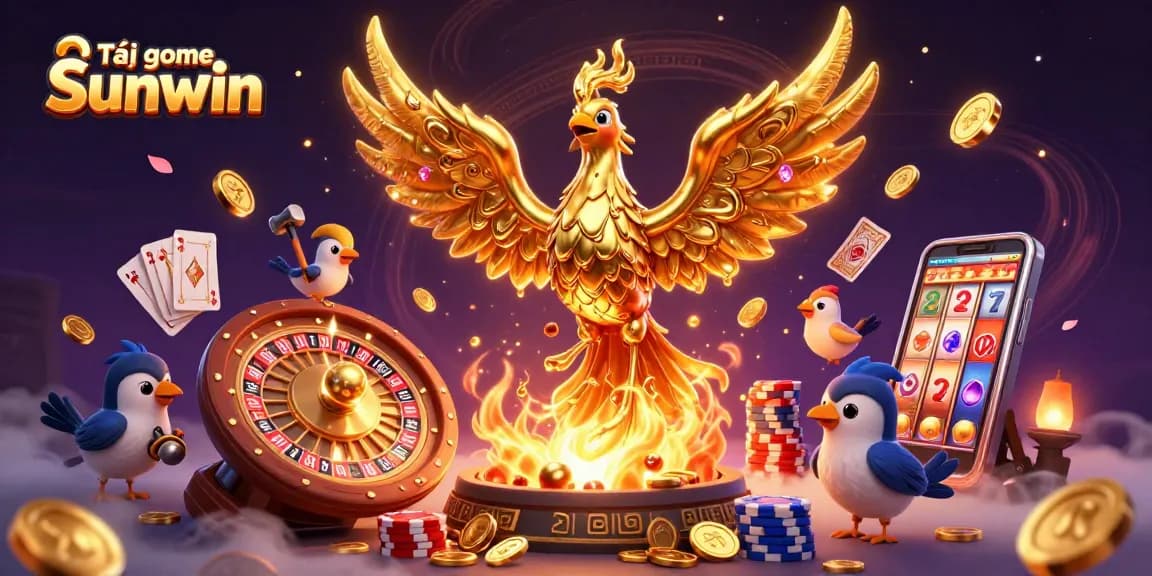 Experience the thrill of Tải game Sunwin with captivating golden phoenix and dynamic casino elements.