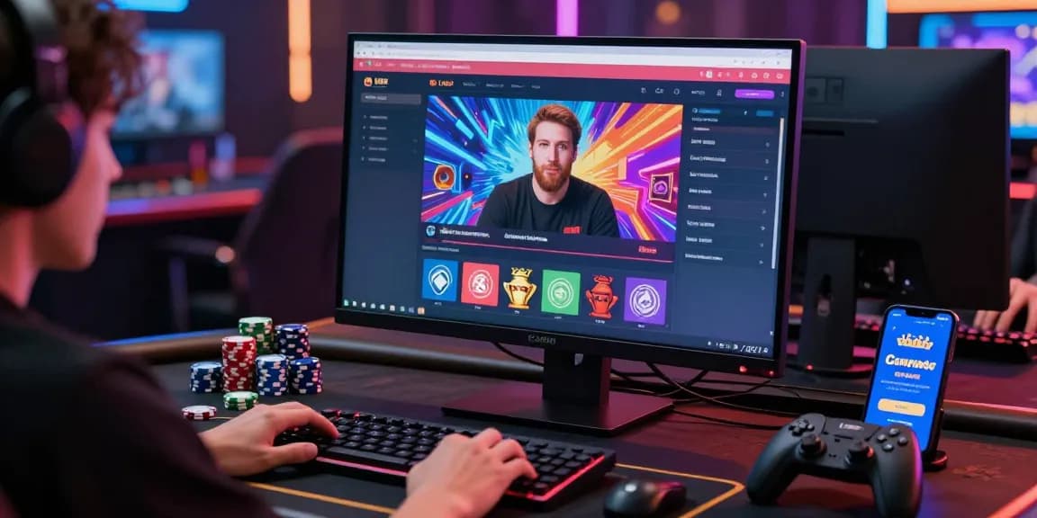 Player interacting with the ling4d helpdesk while enjoying online gambling with vibrant graphics.