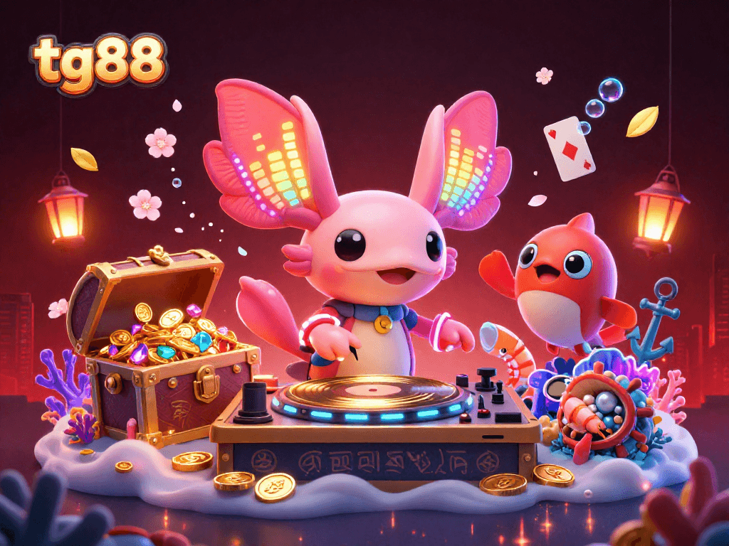 Experience the thrilling world of tg88 with a vibrant 3D underwater casino scene featuring colorful characters and exciting gameplay.