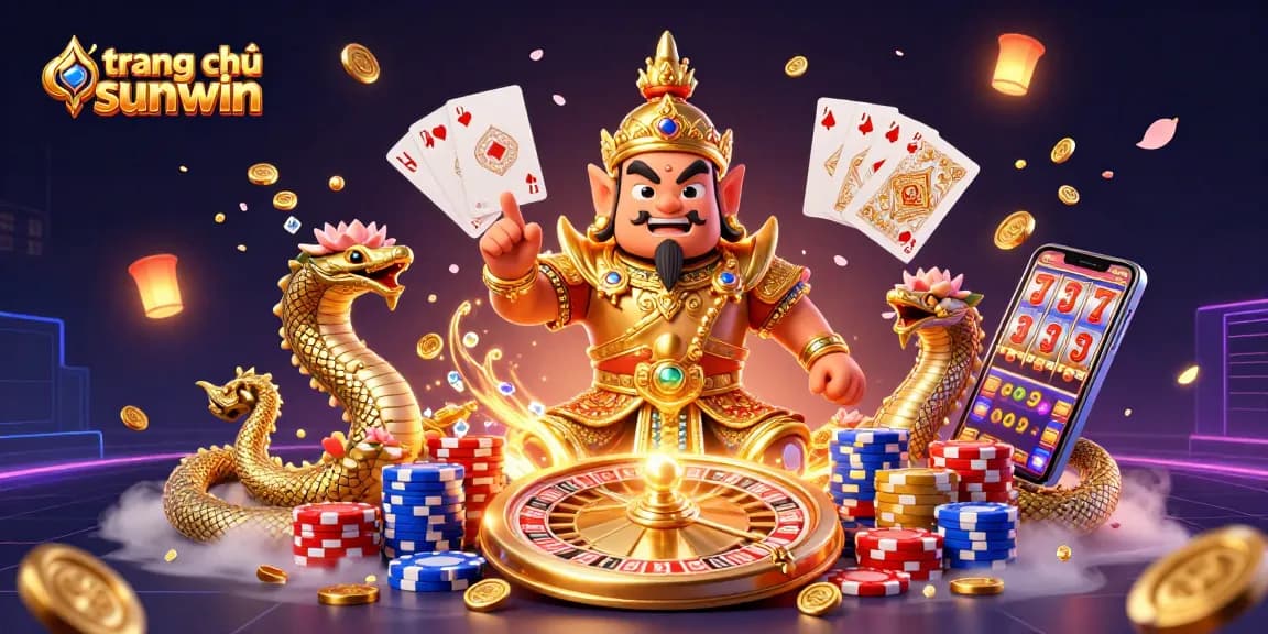 Experience the thrill of gaming at trang chủ sunwin with vibrant 3D casino characters and dazzling gold elements.