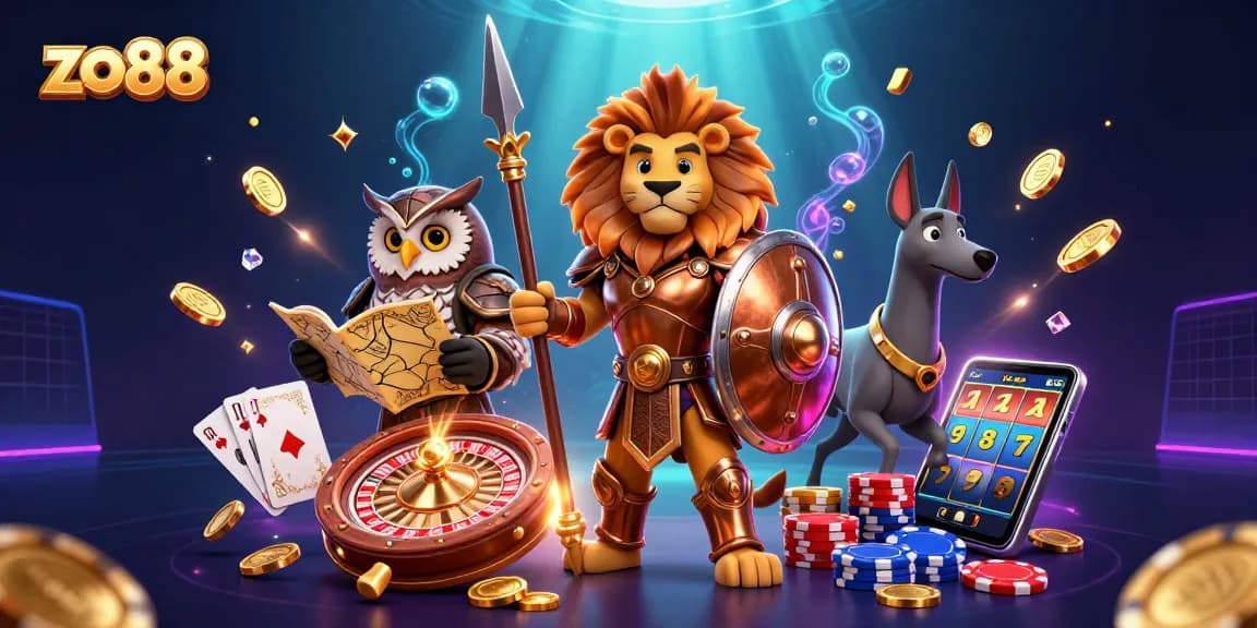 Join the action at zo88, where a lion, owl, and greyhound illuminate the gaming world.