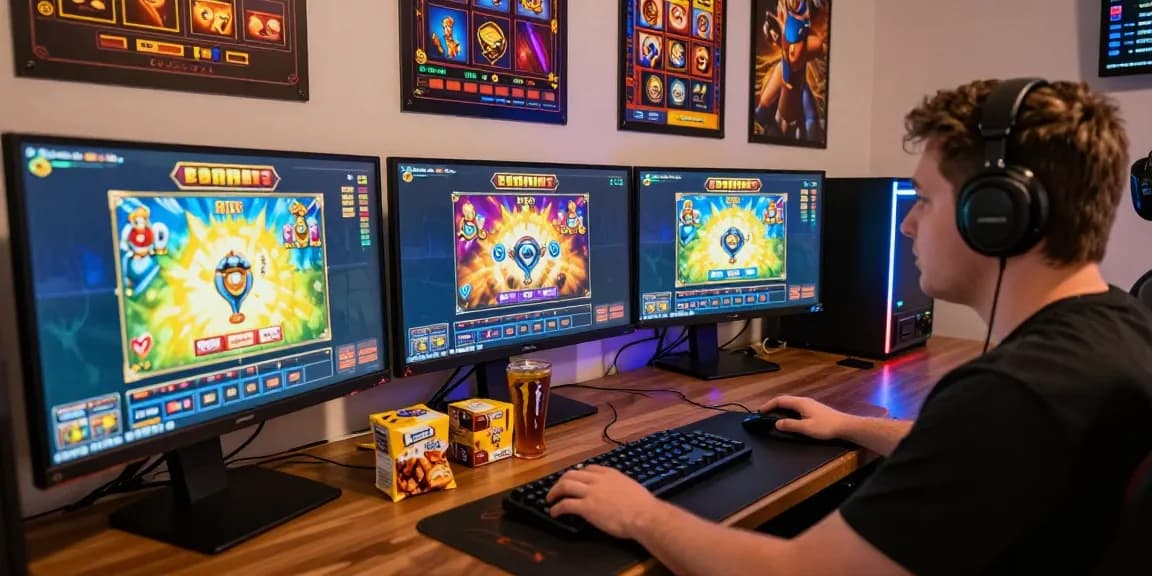 Gamer sedang bermain di nagahitam303 dengan fokus tinggi, menampilkan slot Pragmatic dan suasana permainan yang menarik.