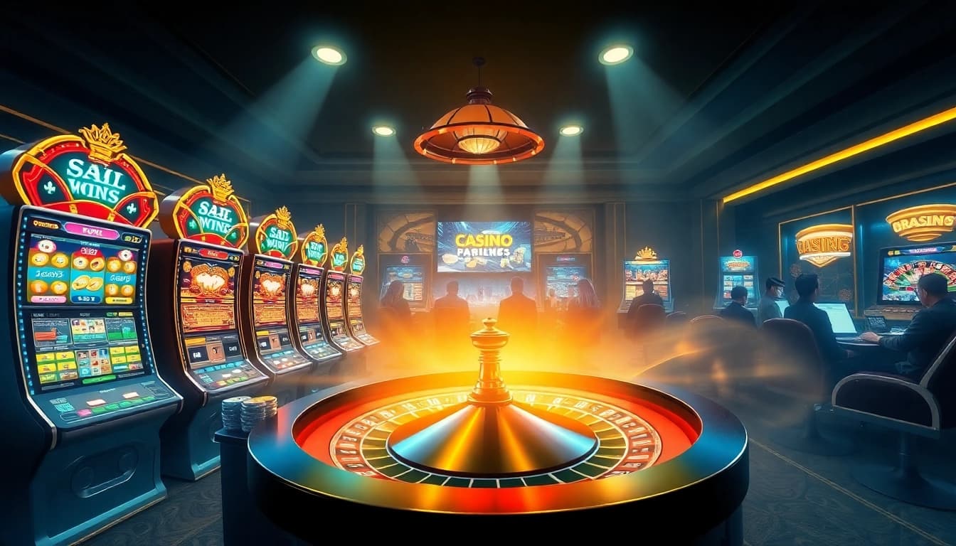 Berlian888 casino scene depicts vibrant slot machines and engaging gameplay.