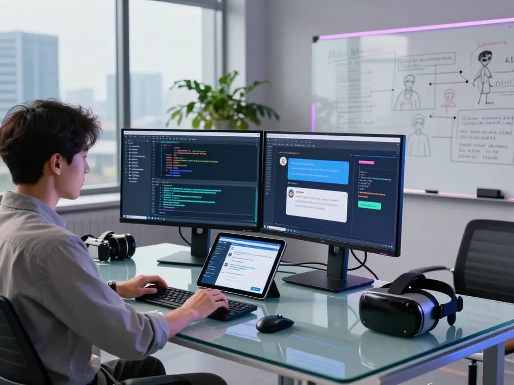 Innovative AI development workspace showcasing crushonai features and technologies