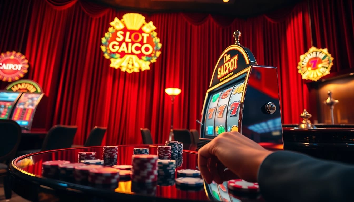 Experience the excitement of slot gacor at a luxurious casino with vibrant slot machines and rich decor.