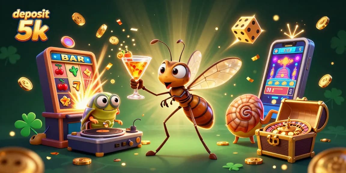 Experience thrilling casino excitement with deposit 5k, featuring vibrant characters and a dynamic jackpot scene.