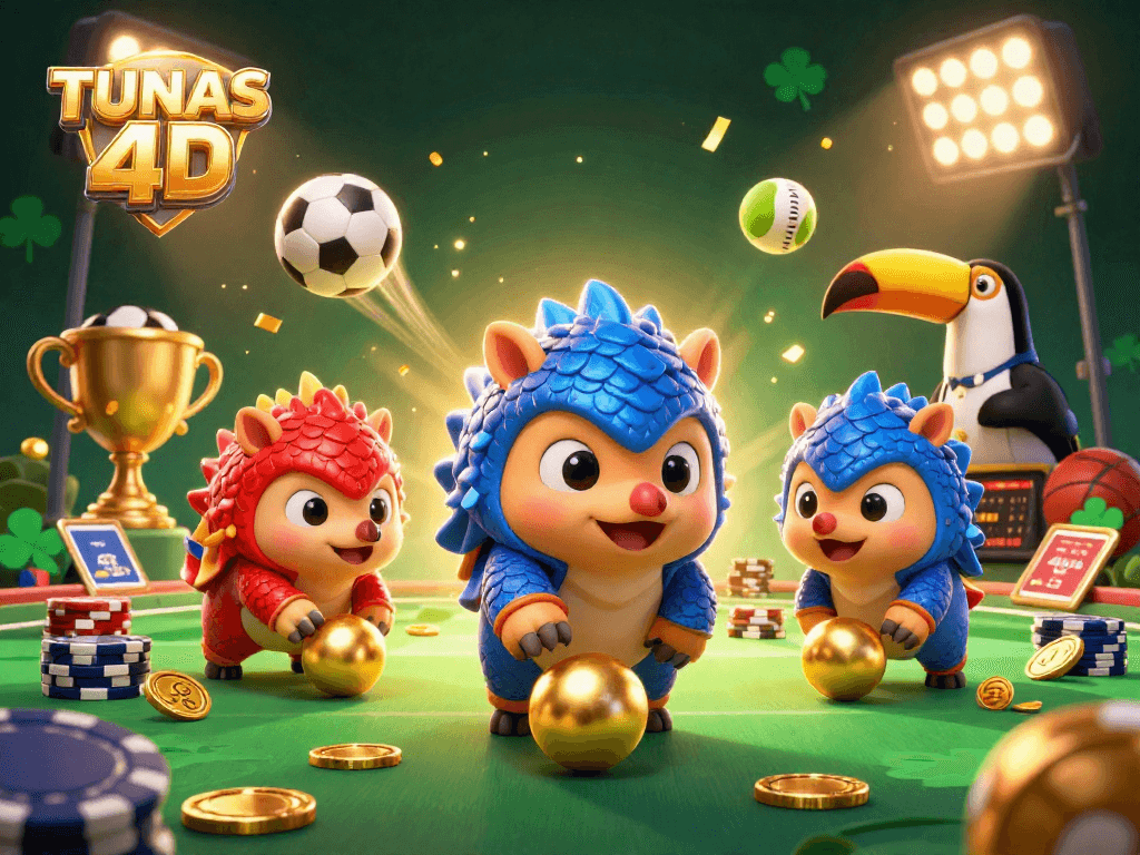 TUNAS 4D brings thrilling gameplay with rival pangolins competing in a dynamic casino scene.