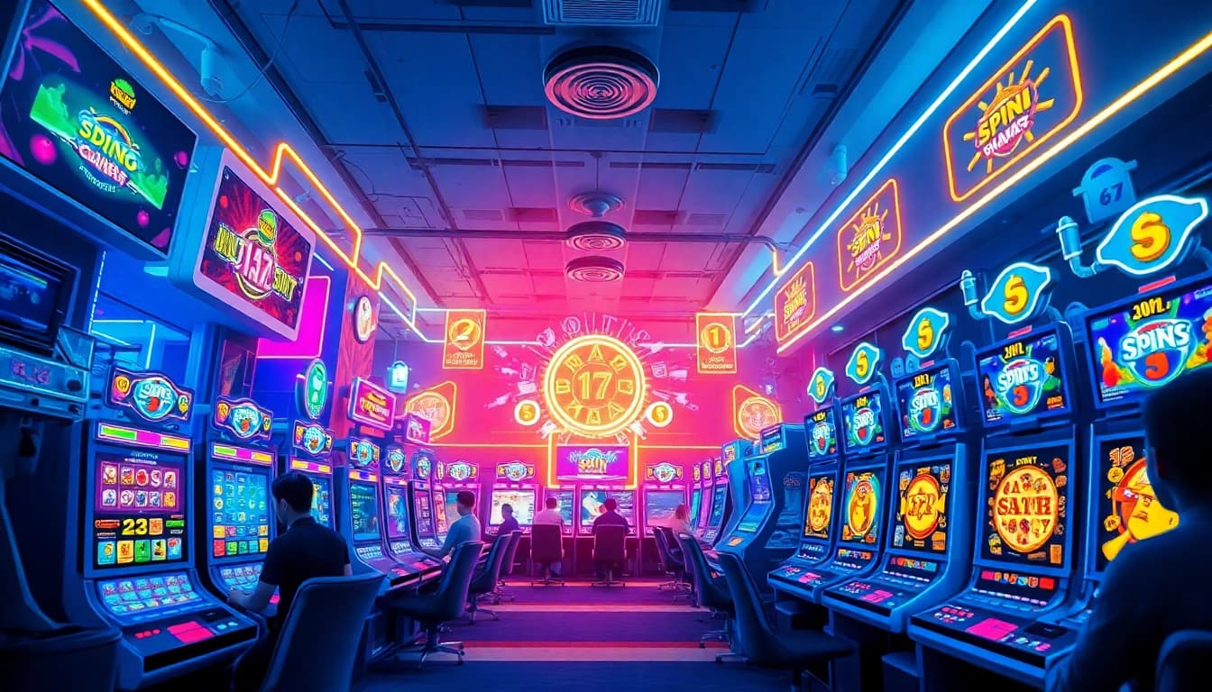 Engaging online gaming scene with asupantoto's modern digital interface showcasing vibrant slot machines and lottery games.