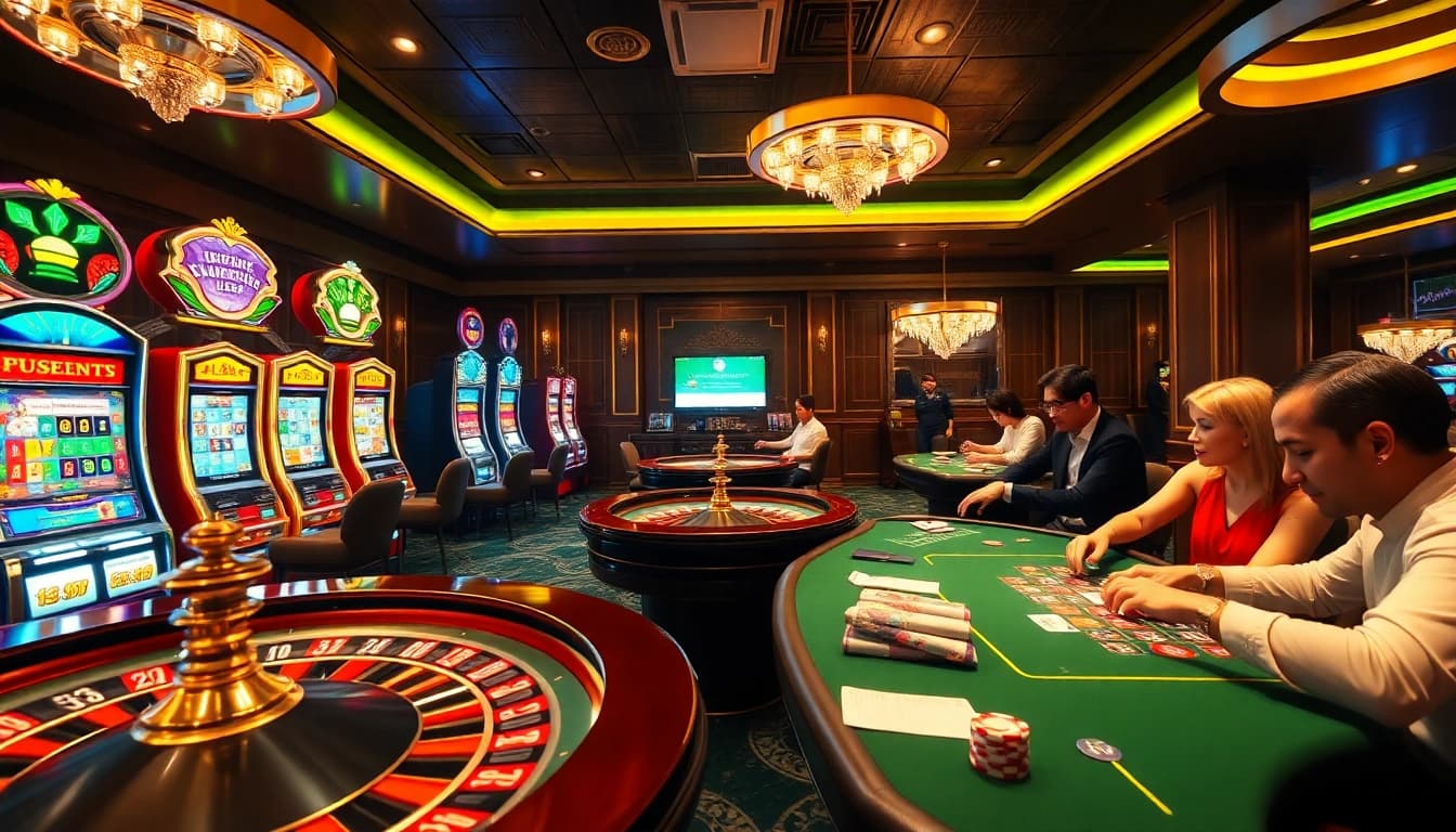 Experience premium gaming at https://nhacaiuytinvn.us.com/, showcasing vibrant casino tables and players in action.