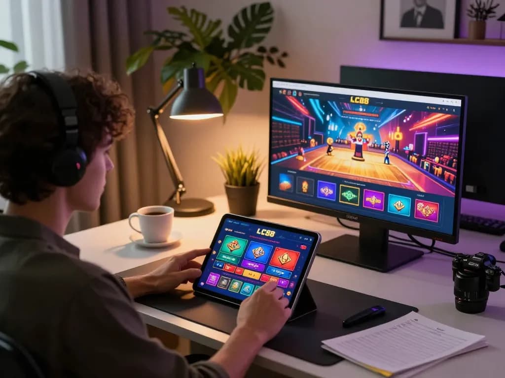 Experience winning with LC88 casino app on sleek tablet during focused online gaming sessions.