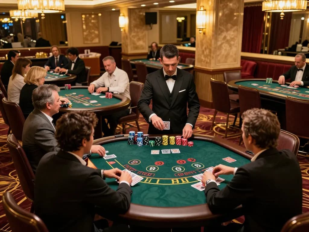 Participate in thrilling Blackjack games at 98win's upscale casino, showcasing strategic gameplay.