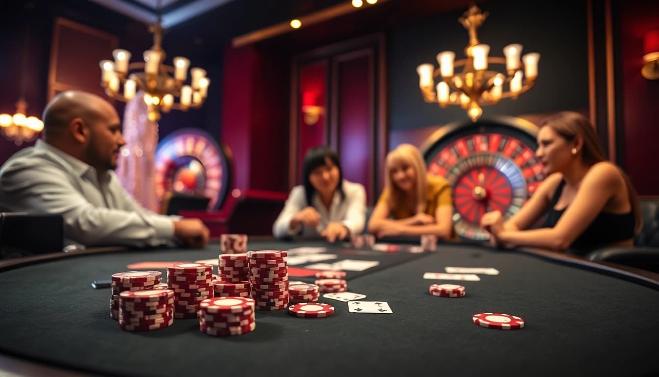 Experience the thrill of poker idn with an elegantly set casino table featuring stunning poker chips and cards.