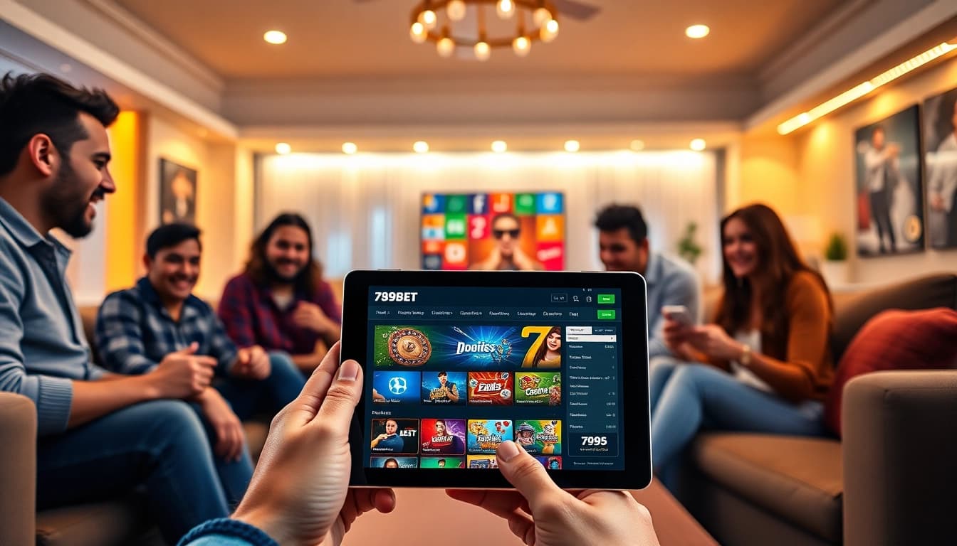 Engaging online gambling experience with 789BET platform showcased in a modern room.