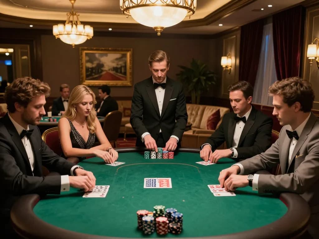 TR88 poker game in a luxury casino suite with focused players and elegant decor