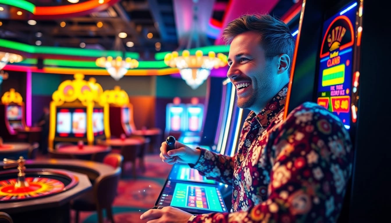 KTPJITU slot machine area bustling with excitement, featuring vivid colors and dynamic lighting.