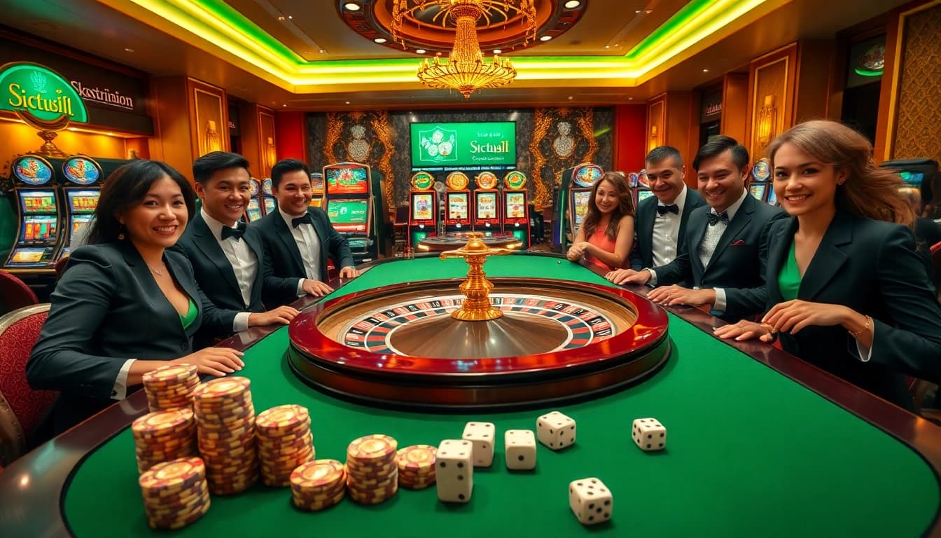 Players engaging at a roulette table, conveying excitement in the situs11 casino environment.