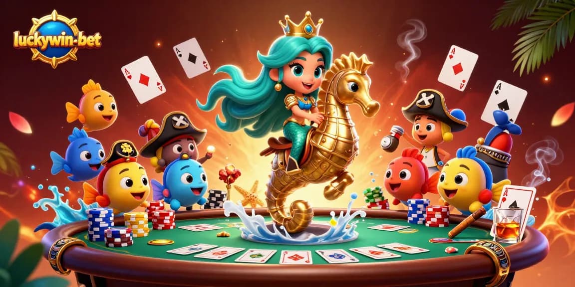 Experience thrilling action at luckywin-bet with a vibrant illustration of a mermaid princess in a dynamic casino setting.