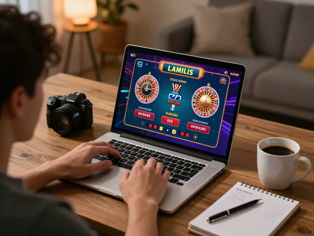 Player engaging in live casino action on a laptop while enjoying a cozy home atmosphere, featuring lc88.