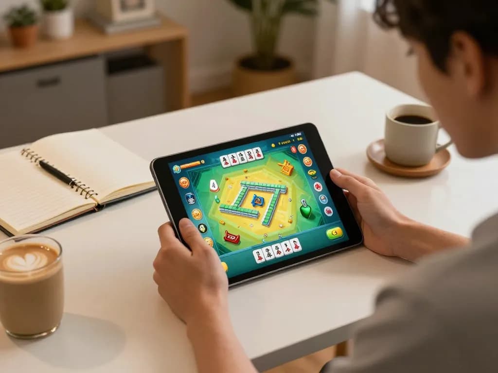 Sesi permainan online yang menarik menunjukkan strategi pola stabil rtp mahjong ways di tablet dengan catatan permainan.