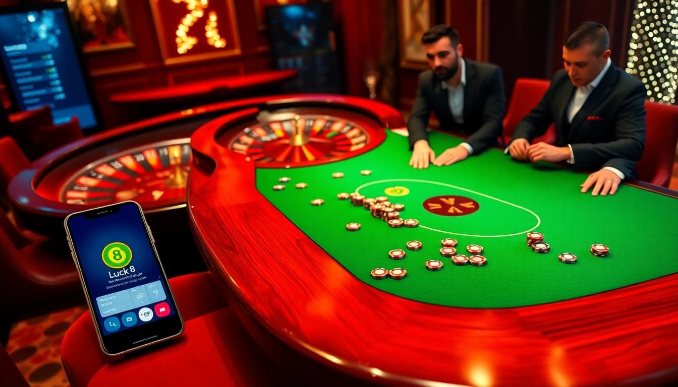 Betting on the luxurious poker table at https://luck8com.host/, featuring vibrant colors and high stakes.
