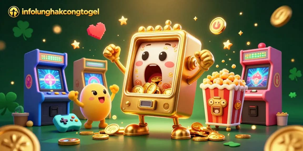 Experience exciting jackpots with infolengkapcongtogel's vibrant casino scene featuring animated slot machines.