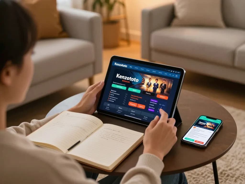 Pengguna Kenzototo terlibat dalam permainan kasino online dari kenyamanan rumah.