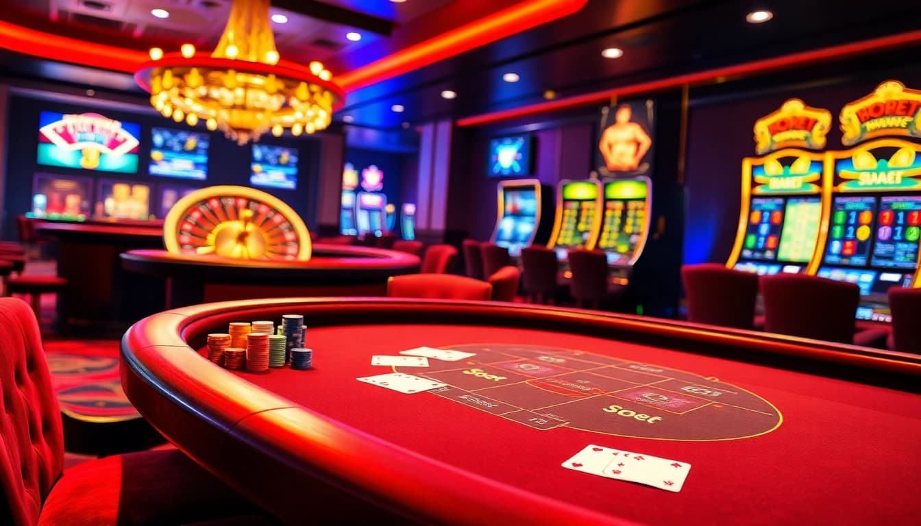 Engaging sbobet login terbaru experience at a luxurious casino table surrounded by betting elements.