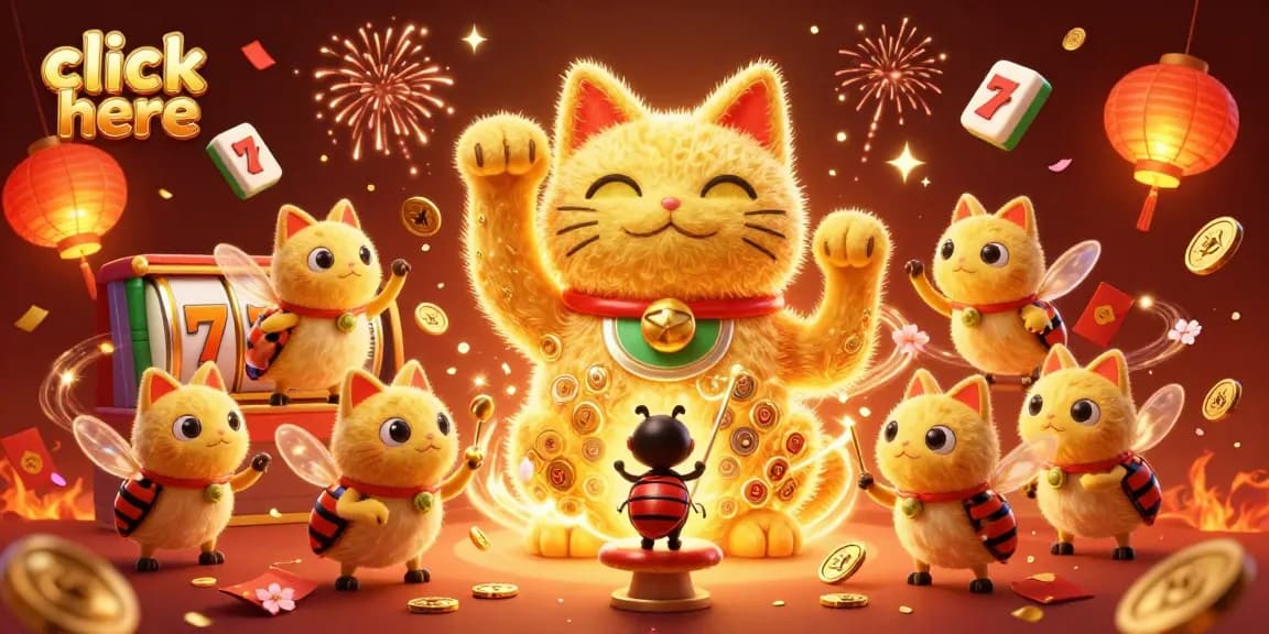 Click here to engage with an ultra-detailed 3D casino scene of a lucky cat and vibrant symbols.