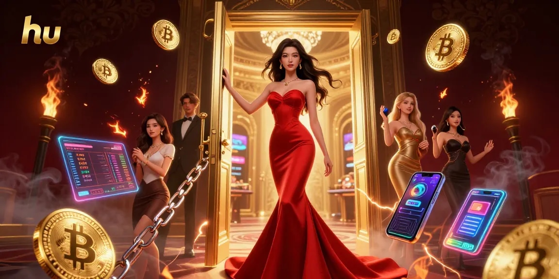 Win big at hu casinos with golden luxury, 3D Bitcoin coins, and vibrant gaming elements.