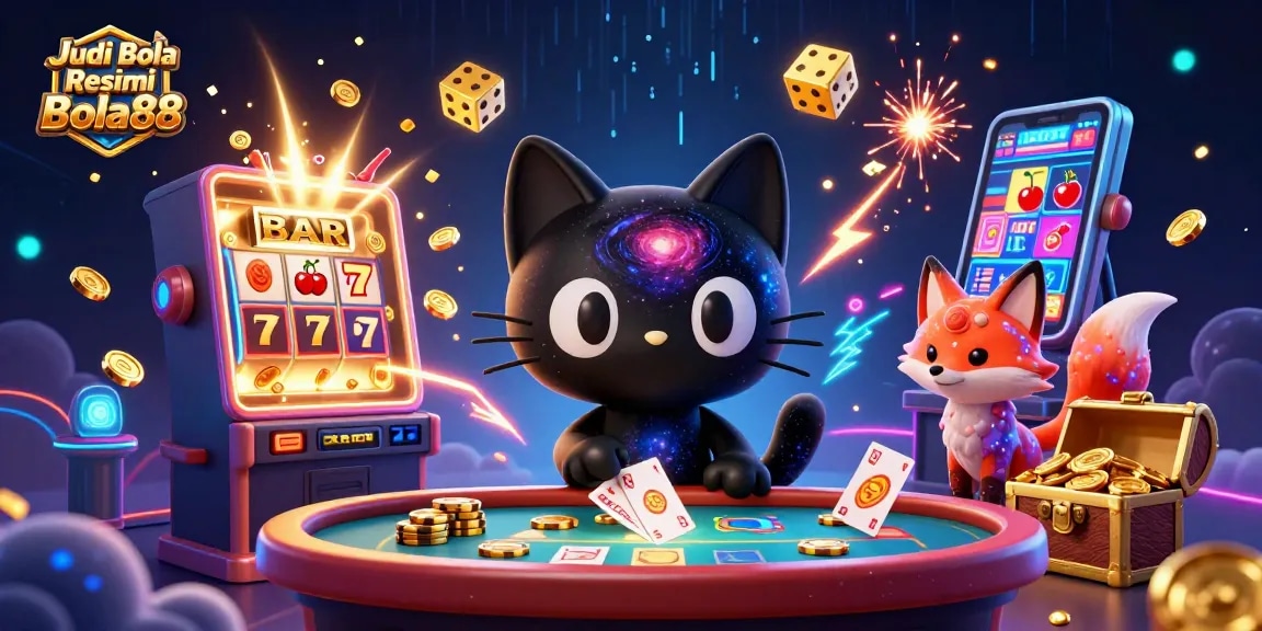 Engage with Judi Bola Resmi Bola88 while experiencing cosmic casino fun amidst vibrant gaming elements.