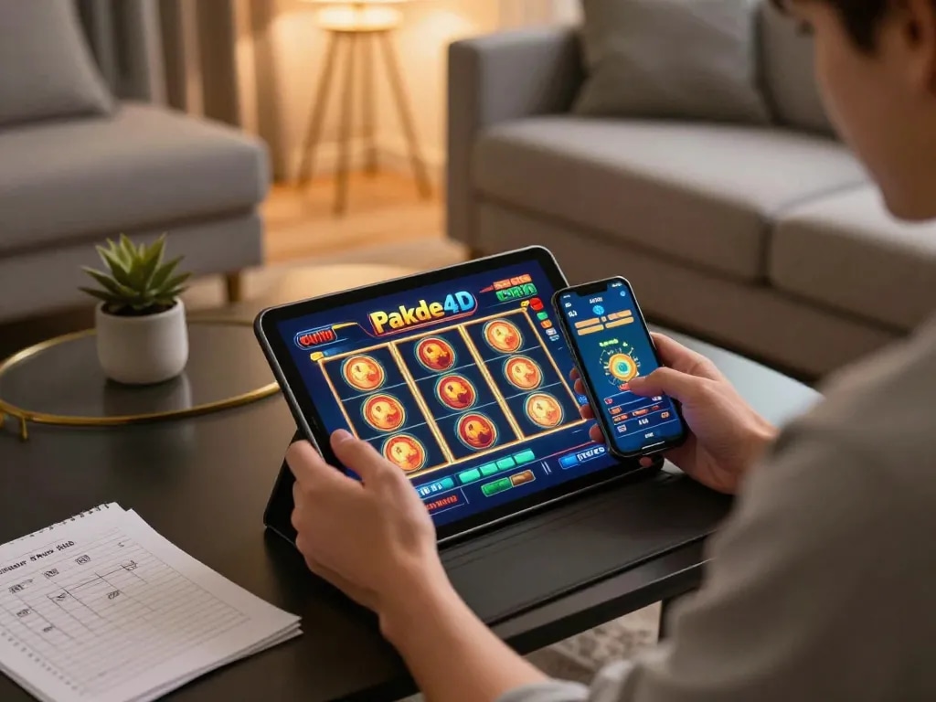Enjoying Pakde4D online slot games comfortably at home with a tablet and smartphone