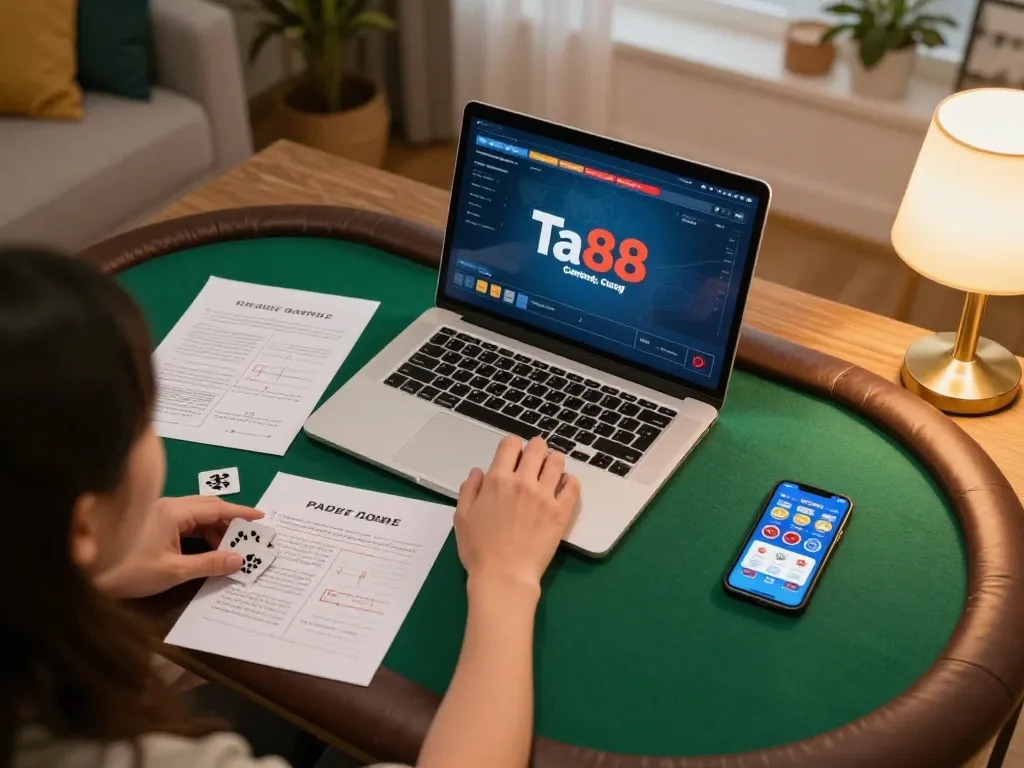 Engaged player using ta88 app while strategizing in a cozy online gaming setup.