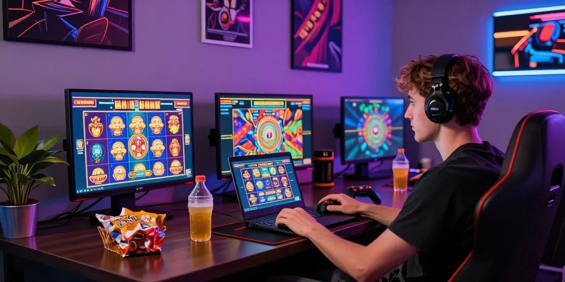Permainan slot online yang menarik dengan suasana gaming nyaman.