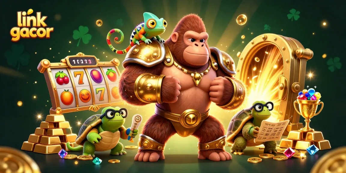 Experience thrilling wins with link gacor in an exquisite 3D gambling scene filled with treasures and slot elements.