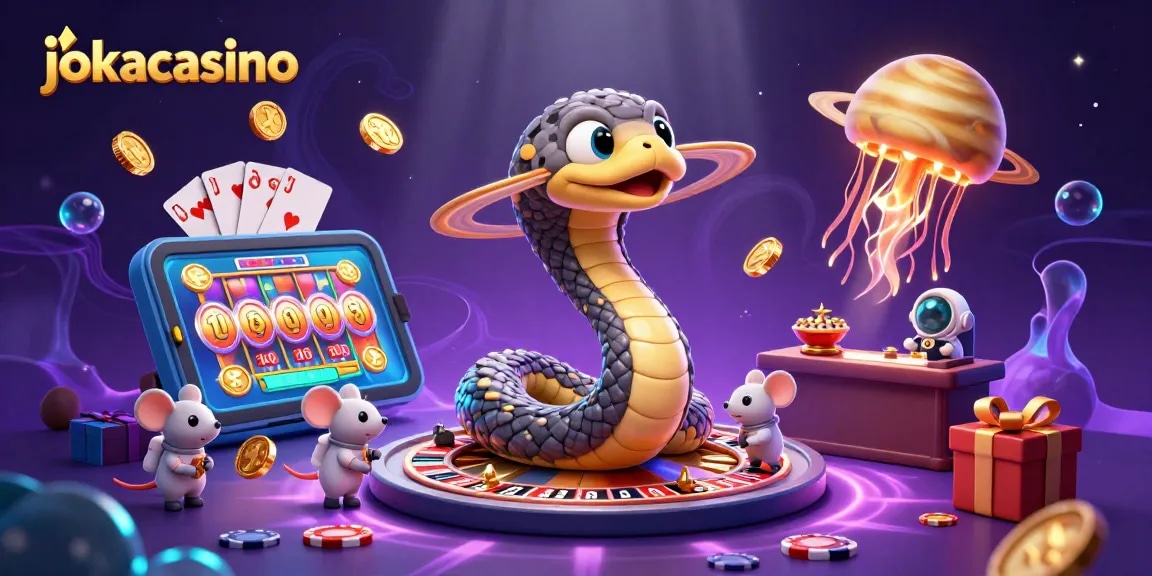 Experience the thrilling bets at jokacasino with a cosmic roulette scene featuring fun characters.